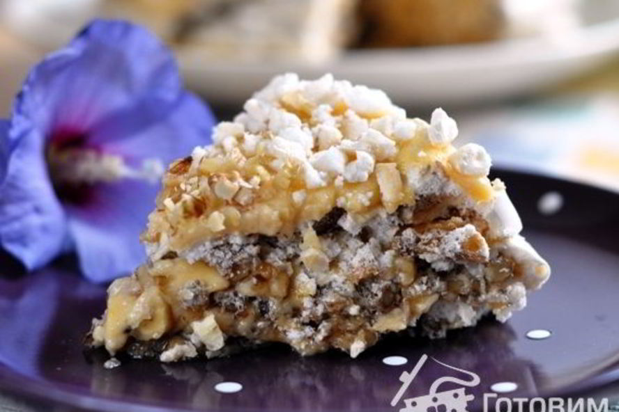 Рецепт орехового торта-безе с заварным кремом