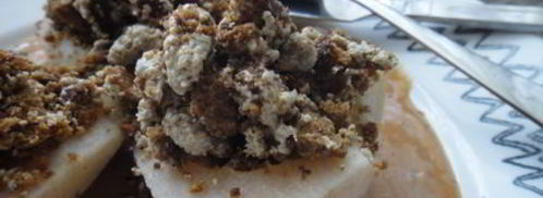 грушевые лодочки с пряником и халвой. Шаг 15