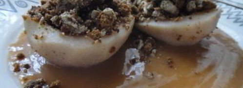 грушевые лодочки с пряником и халвой. Шаг 16