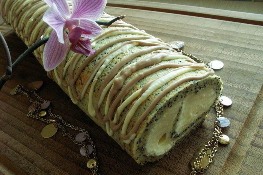 Рецепт апельсинова-макового рулет с кремом из маскарпоне