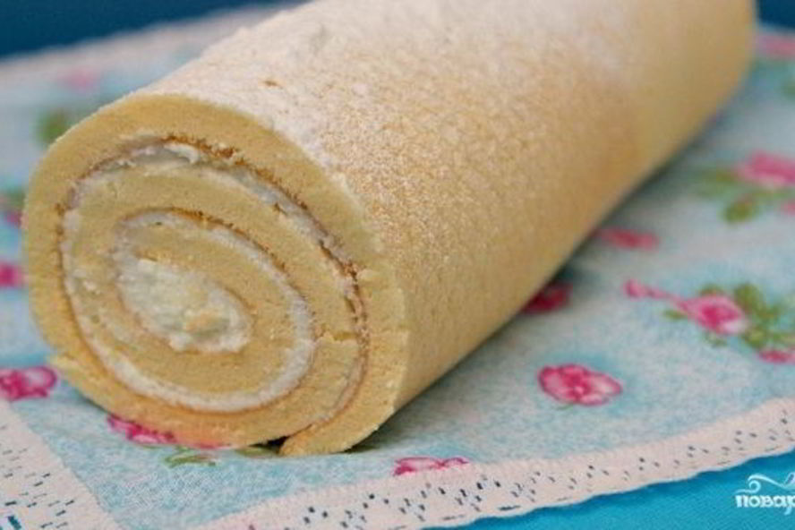 Рецепт рулета бисквитного с творожным кремом