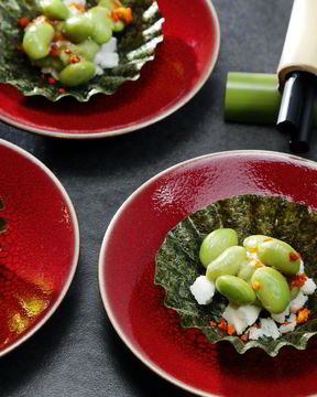 Эдамаме с бобовым кремом