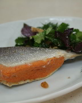 Дорада с муссом из печеных перцев