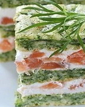 Закуска с соленой семгой и творожным муссом