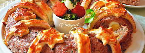 пасхальное мясное кольцо с перепелиными яйцами по-польски. Шаг 16