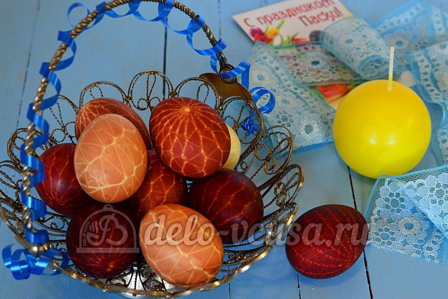 Рецепт пасхальных яиц в сетку