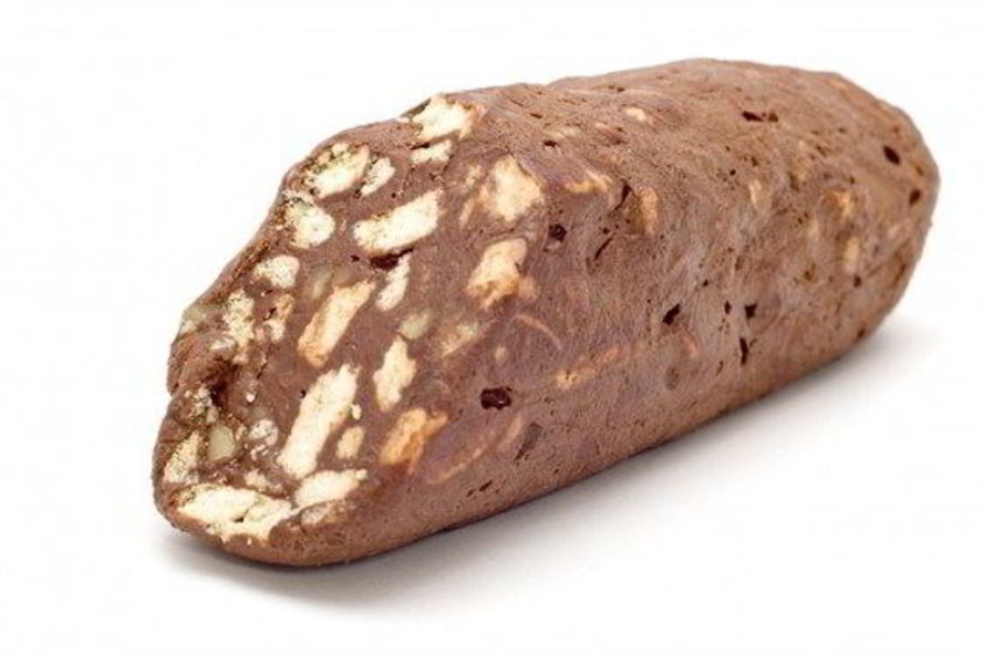 Рецепт шоколадной колбасы с грецкими орехами и коньяком