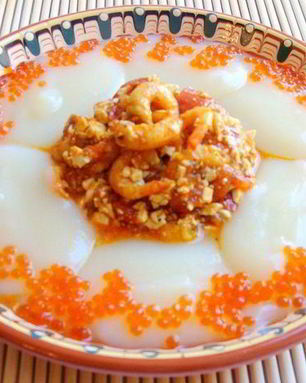 Азу из креветок с тофу и пикантным гарниром