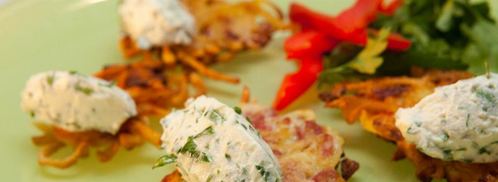 драники с колбасой и сырной пастой. Шаг 5