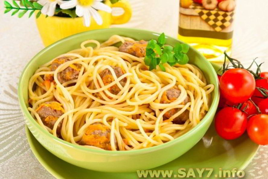 Рецепт макарон с фрикадельками