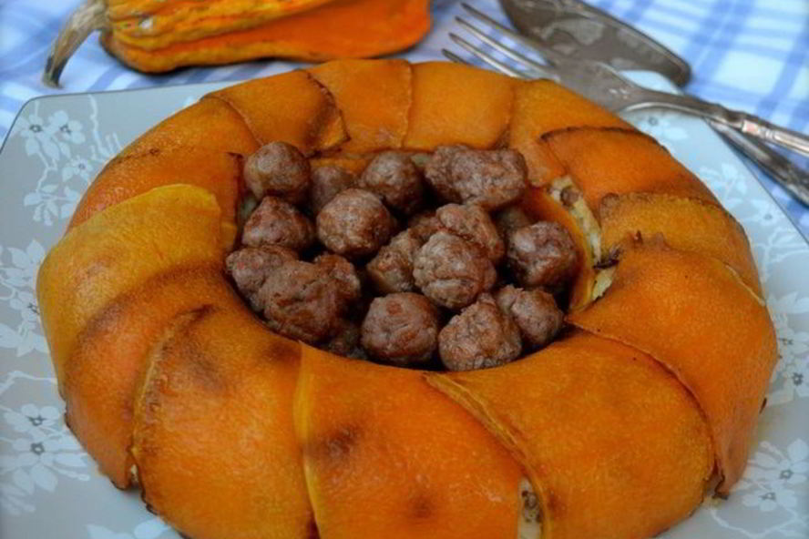 Рецепт рисовой короны с тыквой и фрикадельками