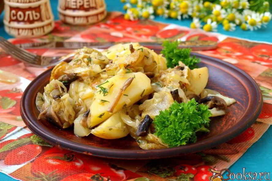 Рецепт гарнира из картофеля с кабачками и шампиньонами