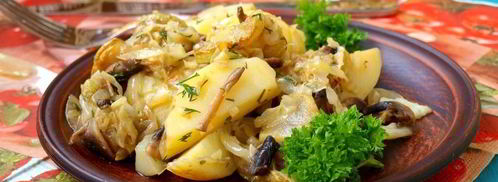 гарнир из картофеля с кабачками и шампиньонами. Шаг 7