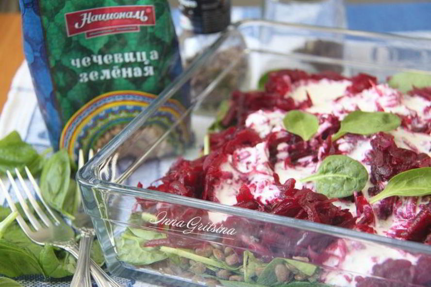 Рецепт чечевицы со свеклой и шпинатом