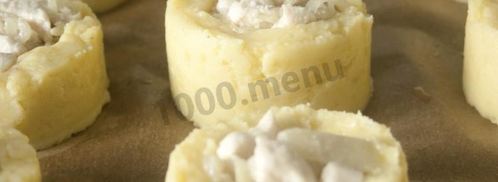 картофельные гнезда с курицей в духовке. Шаг 9
