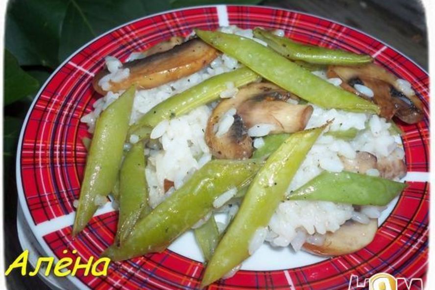 Рецепт риса с грибами и спаржевой фасолью