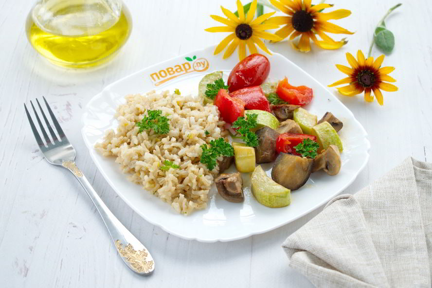 Рецепт риса с запеченными овощами