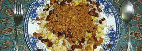 рис с зеленой чечевицей, изюмом и поджаренным фаршем. Шаг 7