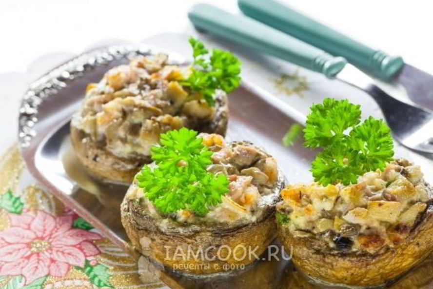 Рецепт шампиньонов, фаршированных креветками