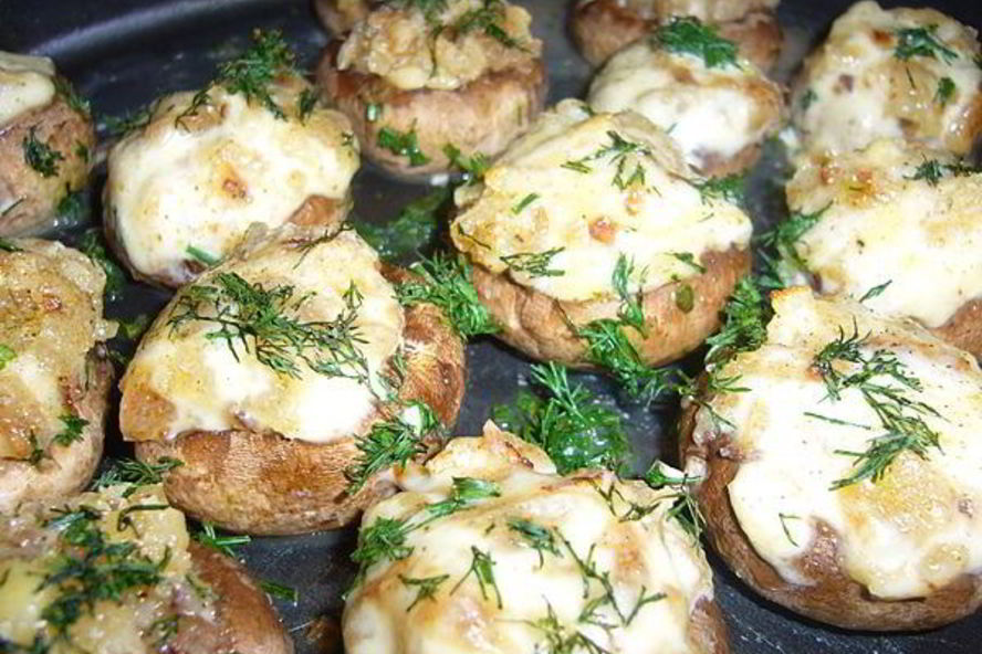 Рецепт шампиньонов с сыром и зеленью