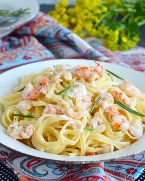 Лапша с креветками