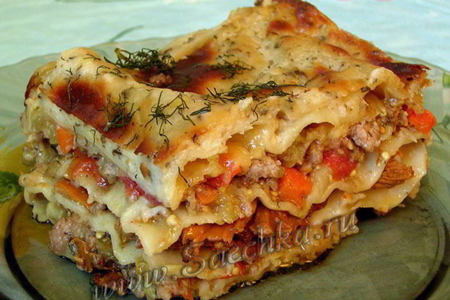 Рецепт лазаний с фаршем и баклажанами