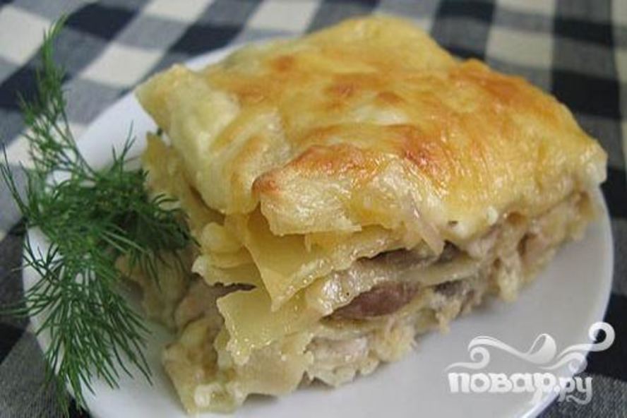 Рецепт лазаний с курицей и грибами