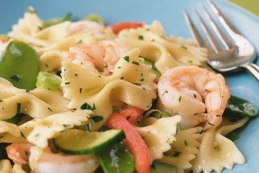 Рецепт пасты фарфалле в сливочном соусе с креветками