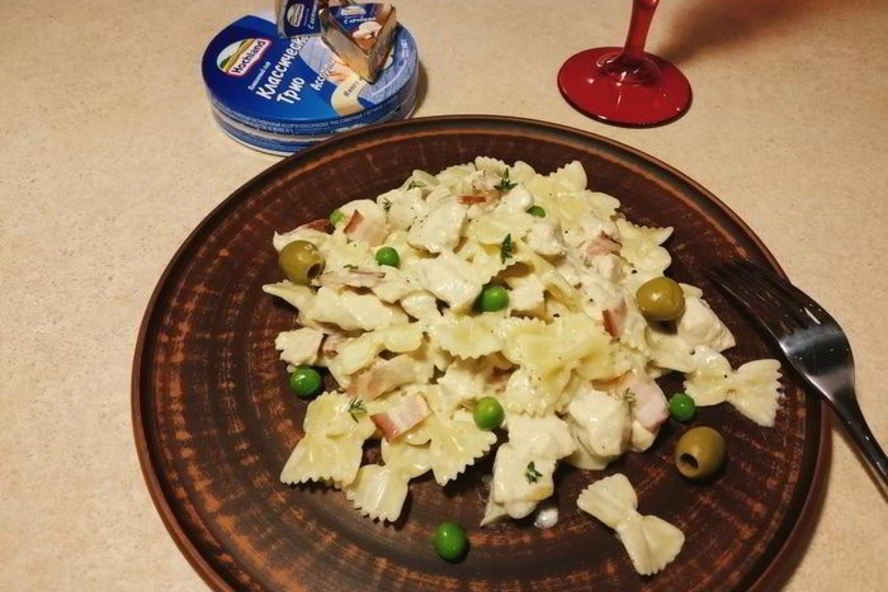 Рецепт пасты фарфалле в сырном соусе