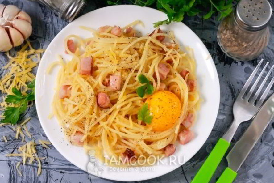Рецепт пасты карбонара с беконом без сливок