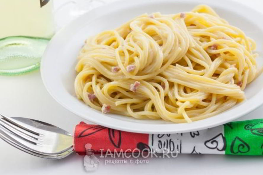 Рецепт пасты карбонара с ветчиной и сливками