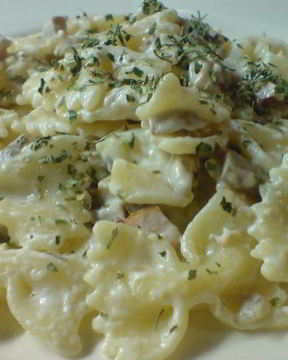 Паста с грибами и беконом под сливочным соусом