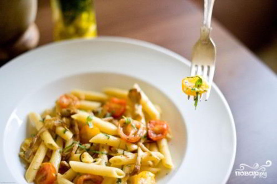 Рецепт пасты с грибами и помидорами