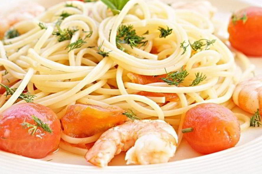 Рецепт пасты с креветками и томатами черри