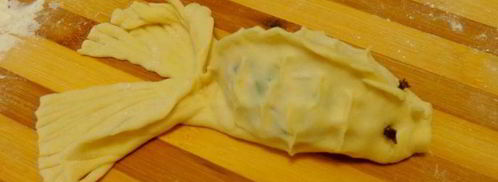 манты с лососем золотые рыбки. Шаг 8