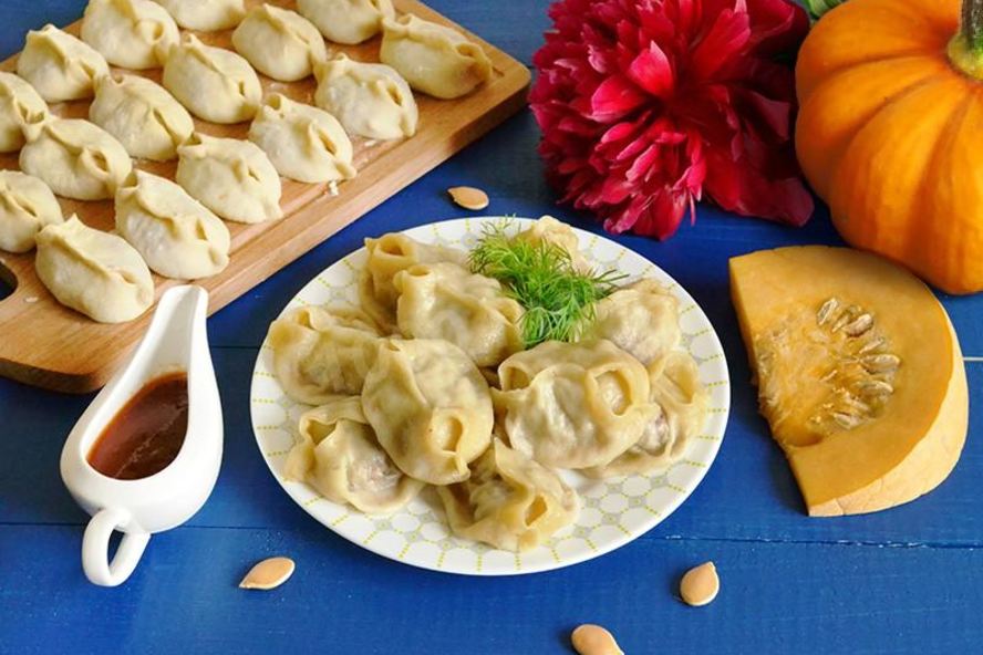 Рецепт мантов с тыквой и мясом
