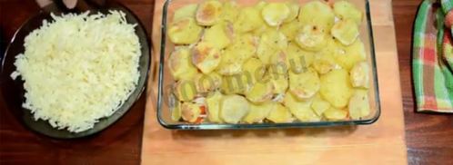 картошка по-французски с фаршем помидорами грибами. Шаг 12