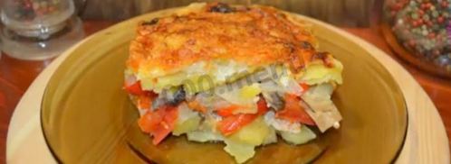 картошка по-французски с фаршем помидорами грибами. Шаг 14