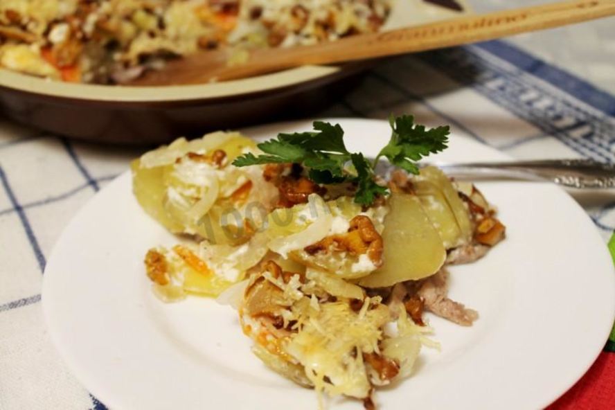 Рецепт картошки по-французски с грибами лисичками в духовке