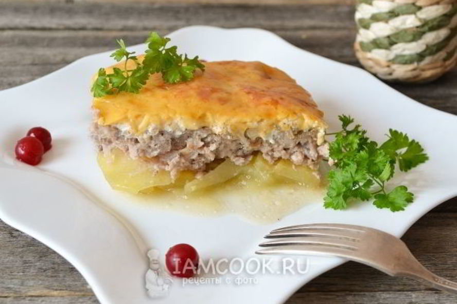 Рецепт мяса по-французски с картофелем и фаршем