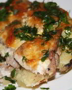 Мясо по-французски с шампиньонами