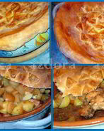 Кролик с яблоками под хлебной корочкой