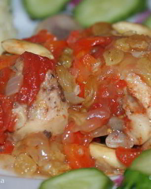 Куриная голень с миндалем