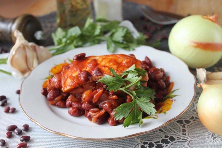 Рецепт курицы с красной фасолью