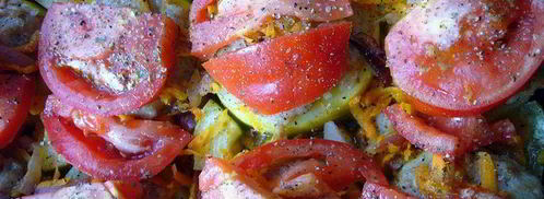 фаршированные курятиной кабачки под овощной шубкой. Шаг 8