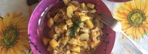 картофель тушеный с фаршем и капустой. Шаг 10