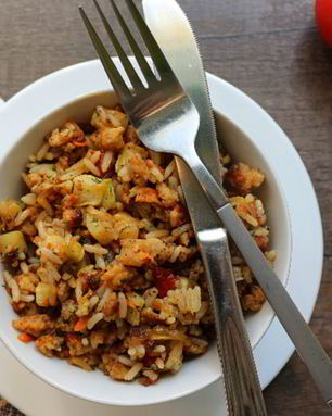 Тушеные кабачки с фаршем и рисом