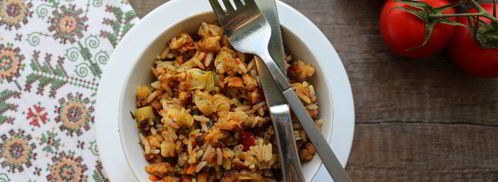 тушеные кабачки с фаршем и рисом. Шаг 8