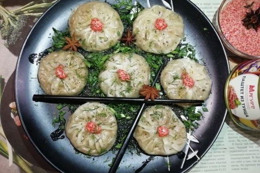 Рецепт гедзы с паштетом из тунца и куриной печенью