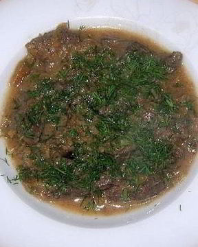 Говяжья печень по-строгановски